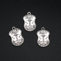 6pcslots 18x27mm antique silver plated emt certified charms nurse doctor pendants for diy jewelry creation bulk items wholesale