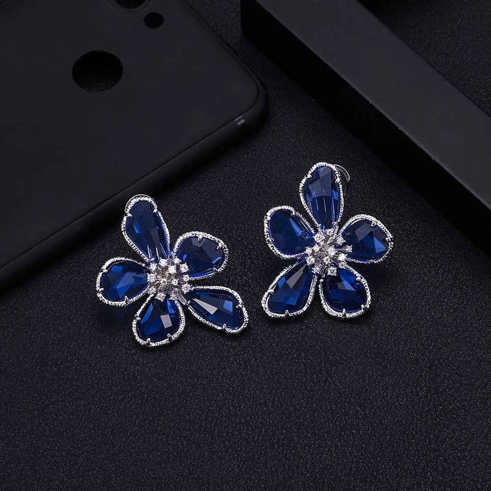 Женские серьги-гвоздики с фианитом серьги русскими цветами | Украшения и