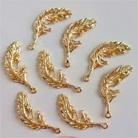 10pcslot 1336mm alloy creative gold feather pearls pendant buttons jewelry earrings choker hair diy jewelry accessories