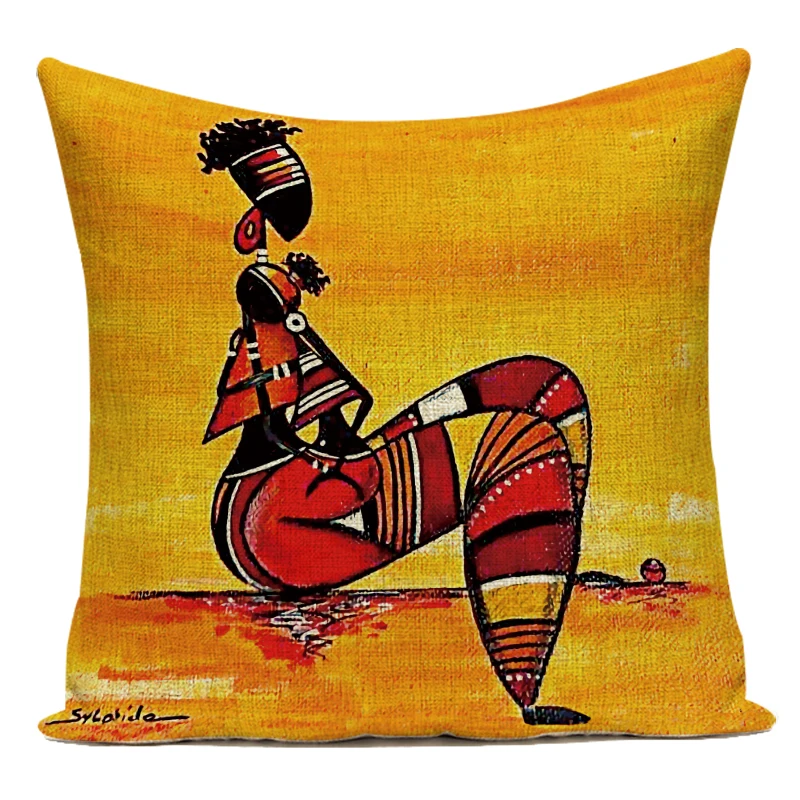 Африканские Этнические Подушка с изображением женщины крышка Африканское