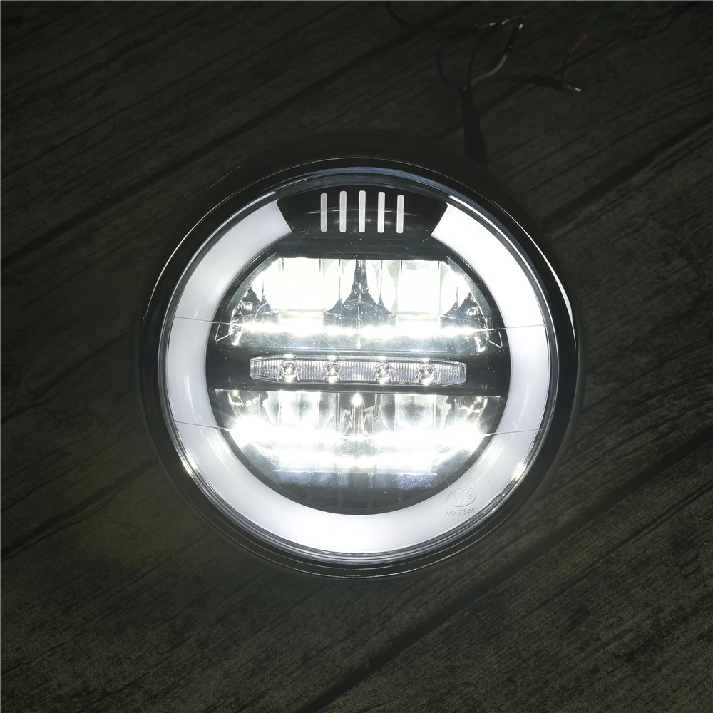 Мотоциклетная светодиодная фара в сборе кольцо ореола DRL с ближним/дальним