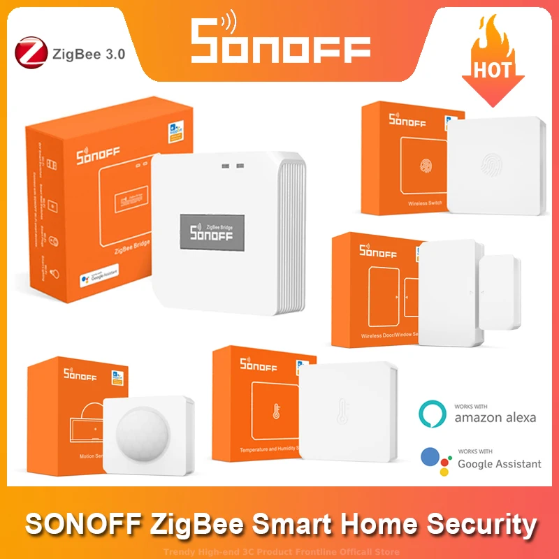 Sonoff-interruptor inalámbrico ZBBridge Zigbee Gateway, Sensor de temperatura, humedad y movimiento para puerta/ventana, a través de la aplicación eWeLink Alexa y Google Home
