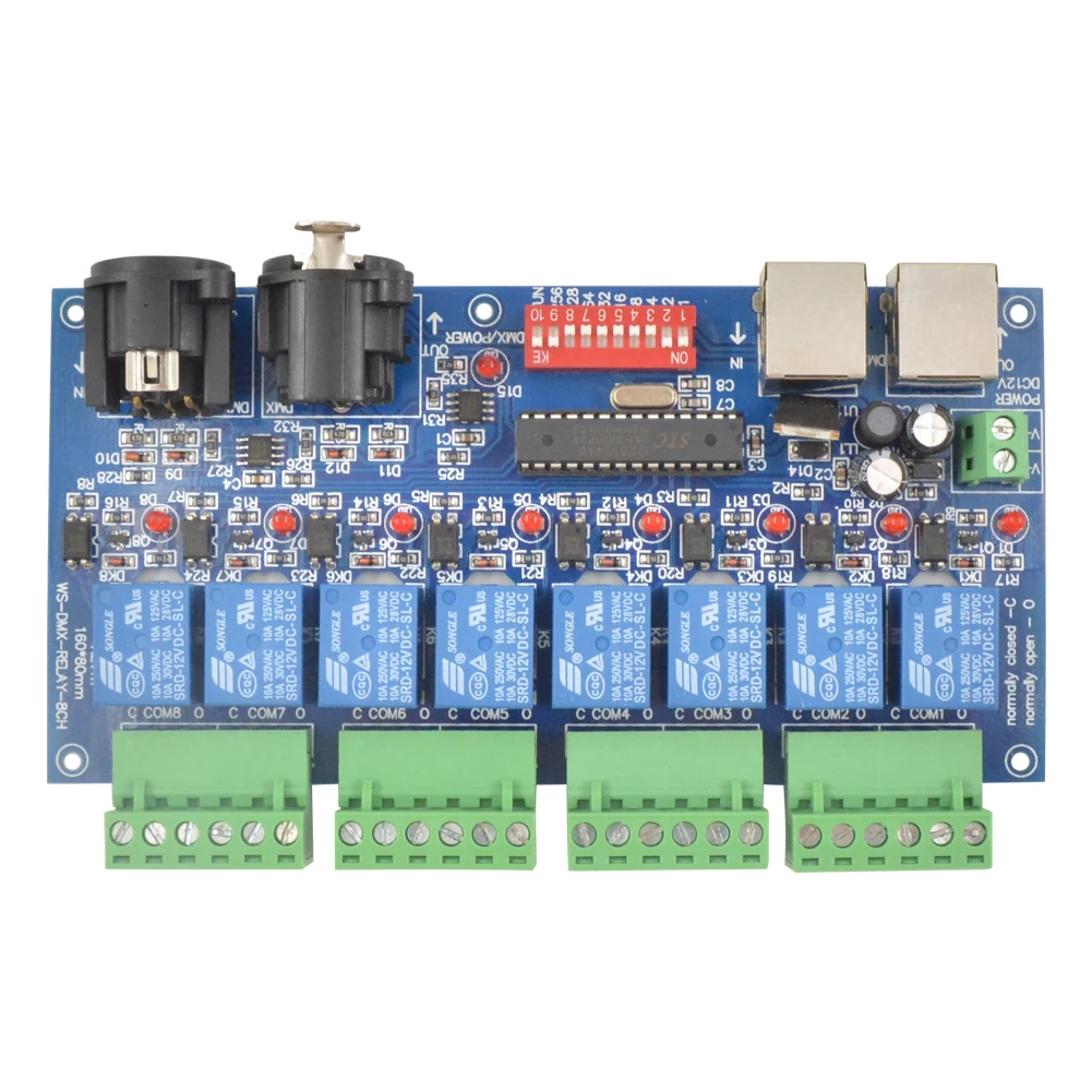 8CH реле dmx512 Управление Релейный выход DMX512 8way релейный переключатель (max 10A)