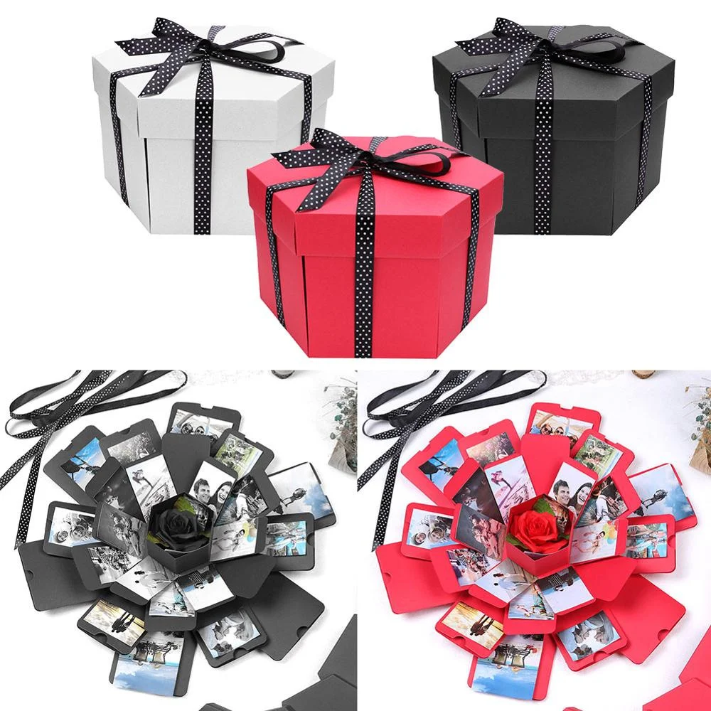

DIY Creative Explosion Photo Album Box Hexagonal Photo Album Scrapbooking Bomb Box For Birthday Valentine's Day Wedding Gifts