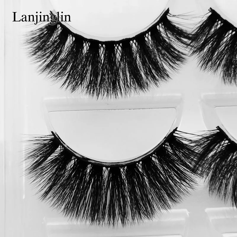 LANJINGLIN 5 пар 3d норковые ресницы пушистые Накладные ресницы Накладные натуральные длинные накладные ресницы искусственные ресницы норки