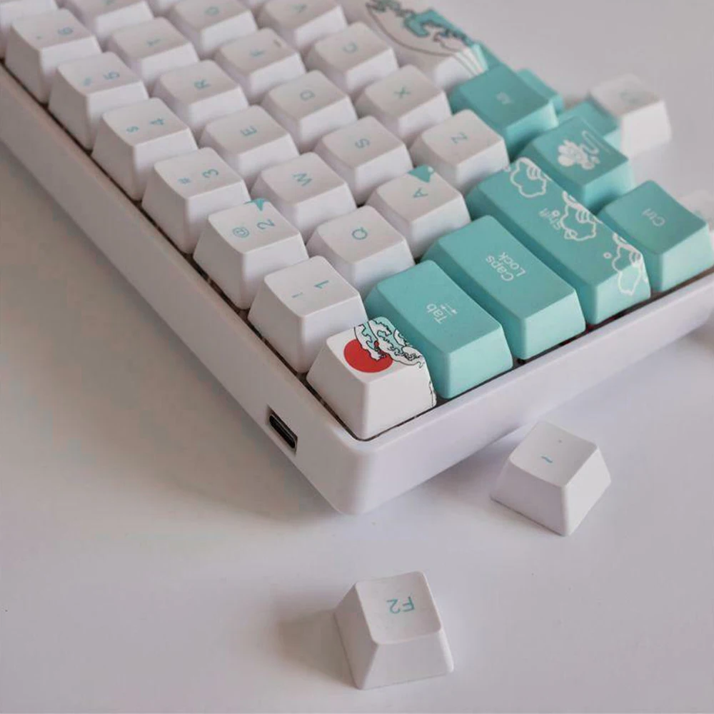 

4 PCS Keycaps Sea Coral Style PBT Five Sides Dye-Subbed 6.25U Spacebar Keycap for DIY Mechanical Gaming Keyboard