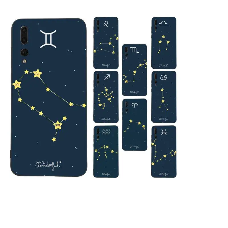 

12 constellations zodiac signs phone Case For Huawei Mate 30 Pro P20 P30 P40 pro lite Y7 Y6 2019 for Honor 8X 8A 10 20lite 10i