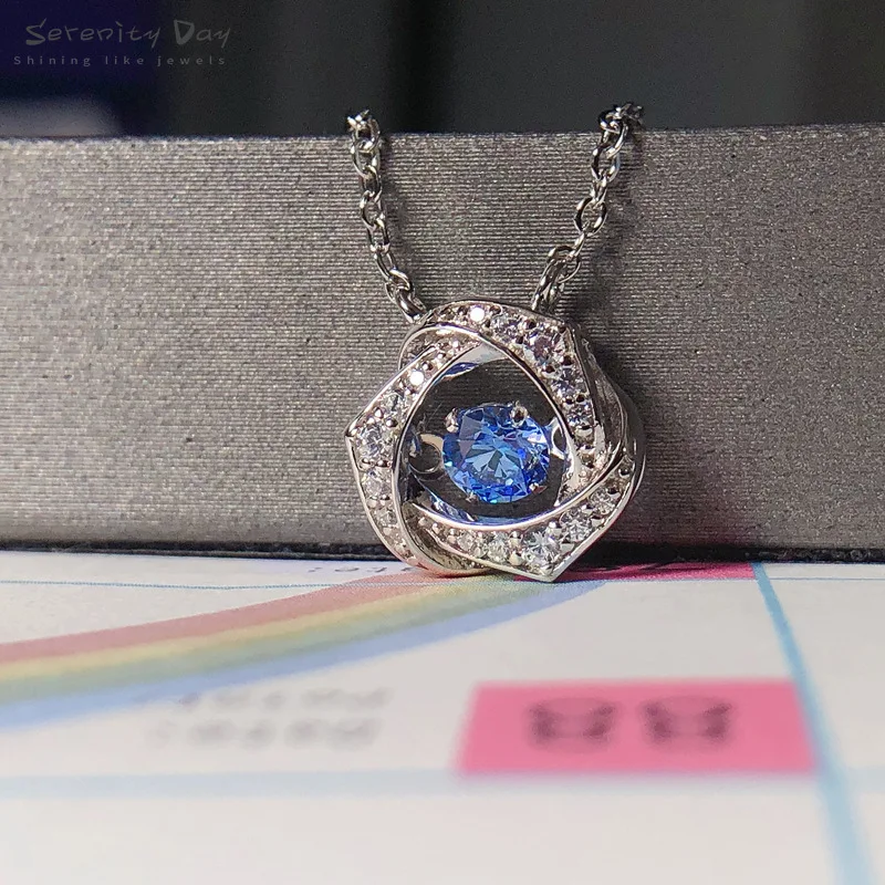 

Serenity Day S925 Silver Gold Plated Necklace for Women High Carbon Diamond Pendant Color Diamond 30 Min Sparkling Chain