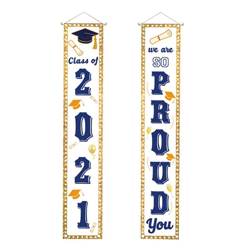 

2 Pieces 2021 Graduation Porch Sign Graduation Congrats Banner Decoration for Graduation Party Grad Party Decorations