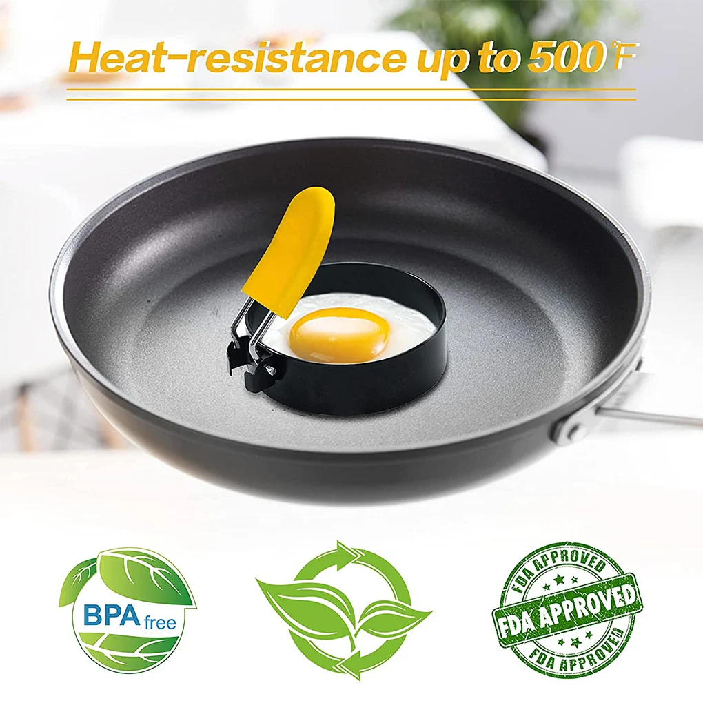 

Stainless Steel 4Pcs/set Egg Rings Kitchen Cooking Tools Multi-Size Egg Molds Non-stick Frying Shapers With Silicone Brush