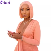 colored pink human hair lace wigs short bob wigs glueless 180 density straight t lace front short cut wig for black women