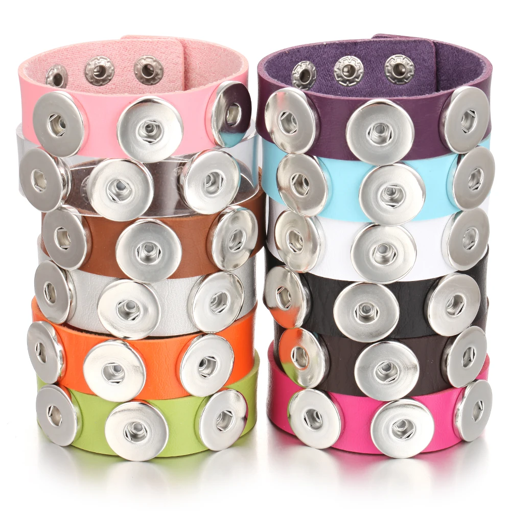 Новинка 18 мм кнопки ювелирные изделия три пряжки шармы из сплава браслеты и