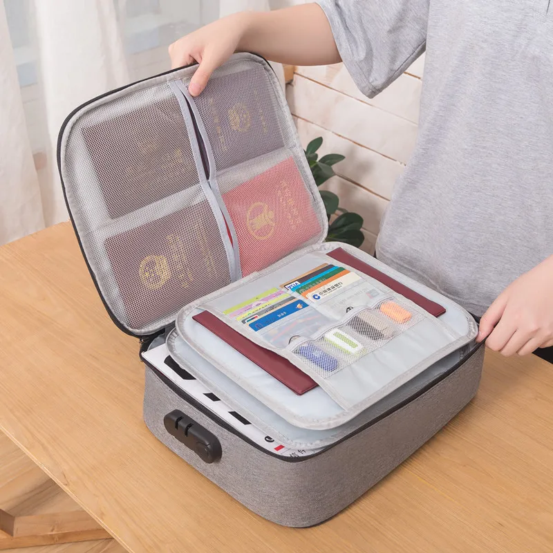 

Document Organizer Briefcase A4 Folder Holder Men's Women's Bag Cover Purse Passport Home Safe Functional File Storage Case