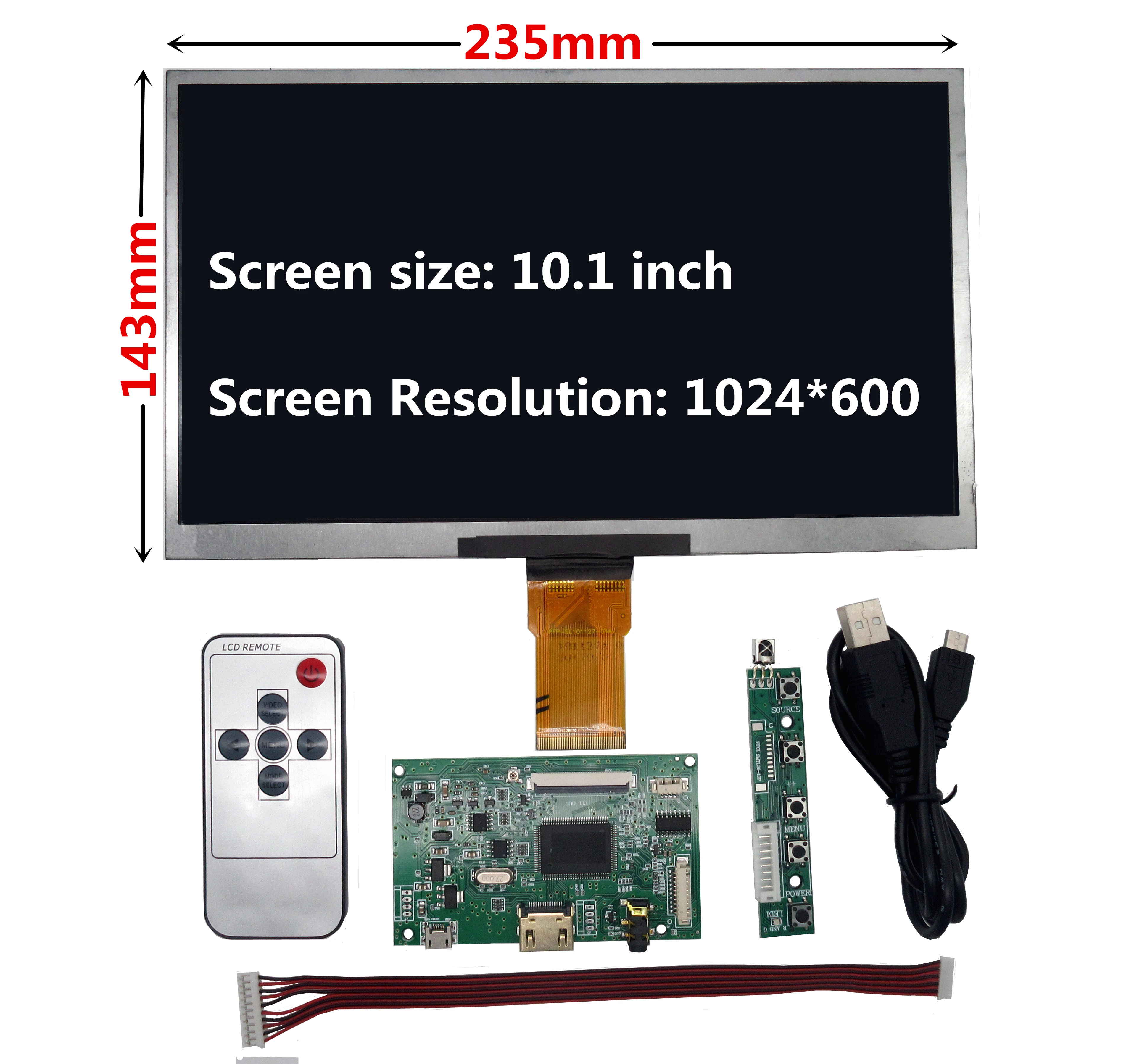 10.1 Inch HDMI-Compatible Screen LCD Display With Audio Driver Board Monitor For Raspberry Pi Banana/Orange Pi Mini Computer