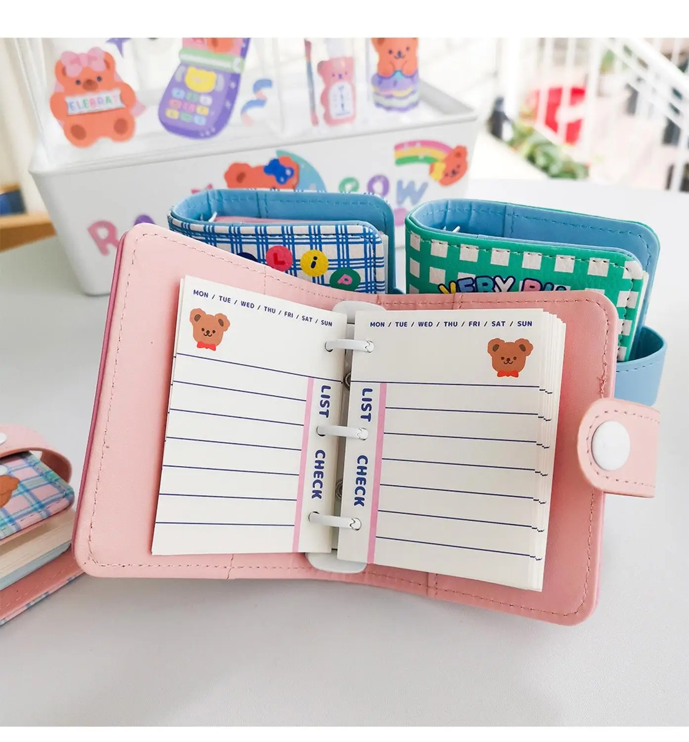 90 шт. мини дневник с кулоном изображением медведя в сетку свободный лист блокнот