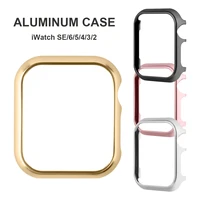 accessories for apple watch case 44mm metal bumper protective cover frame for iwatch se series 654 cases aluminum gold 2021