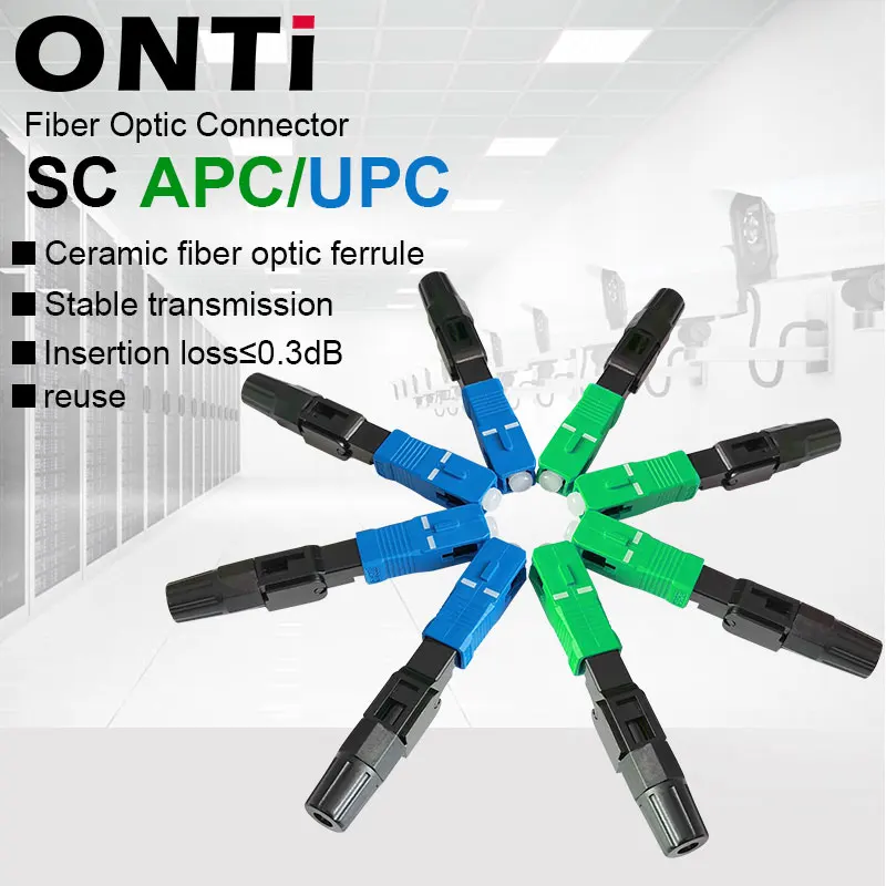 ONTi FTTH Embedded Fiber Optic Fast Connector SC APC Single Mode Fiber Optic Adapter SC UPC Cold Connection Quick Field Assembly 