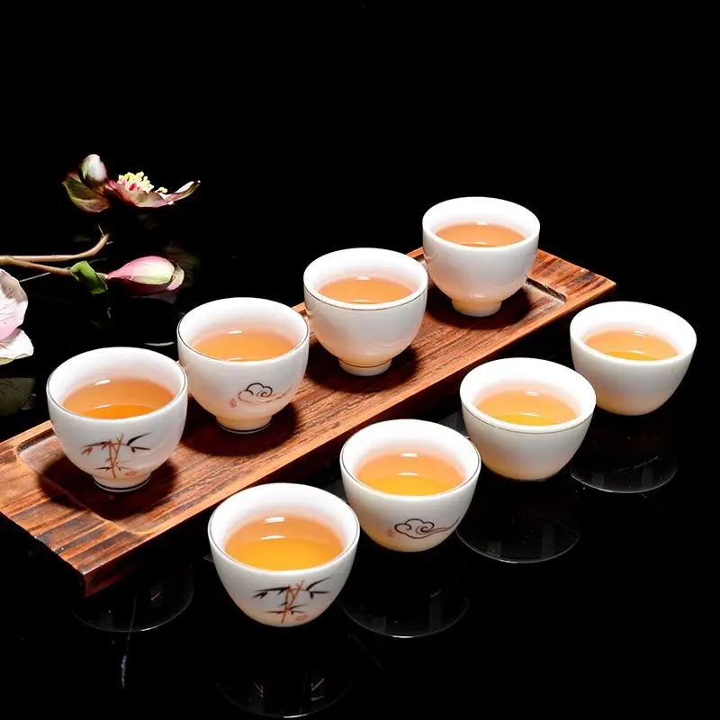 White Porcelain Tea Cup Traditional Chinese Style Pattern Teacup Bowl for Puer Kung Fu Set Accessories Teaware Drinkware | Дом и сад