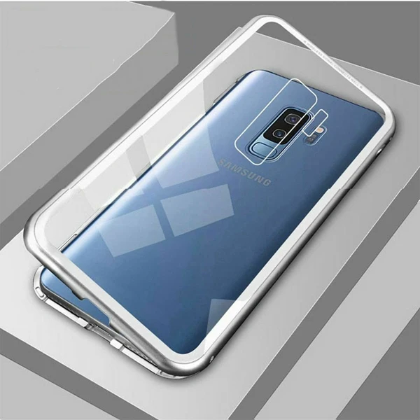 Clear With Siler Магнитный металлический чехол для samsung Galaxy A70 A50 A40 A30 A10 A20 Note 8 9 10 Pro A6 A8 плюс A7 A9 M20 M30 S10 5G чехол Coque - Цвет: Clear With Siler