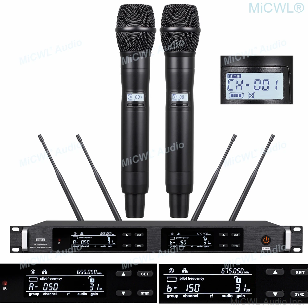 Canais sem Fio Sistema de Microfone Micwl Digital Dois Receptor Ur4d Ksm8 Handheld Verdadeira Diversidade Estágio Mircrofones 4 Antenas Trd