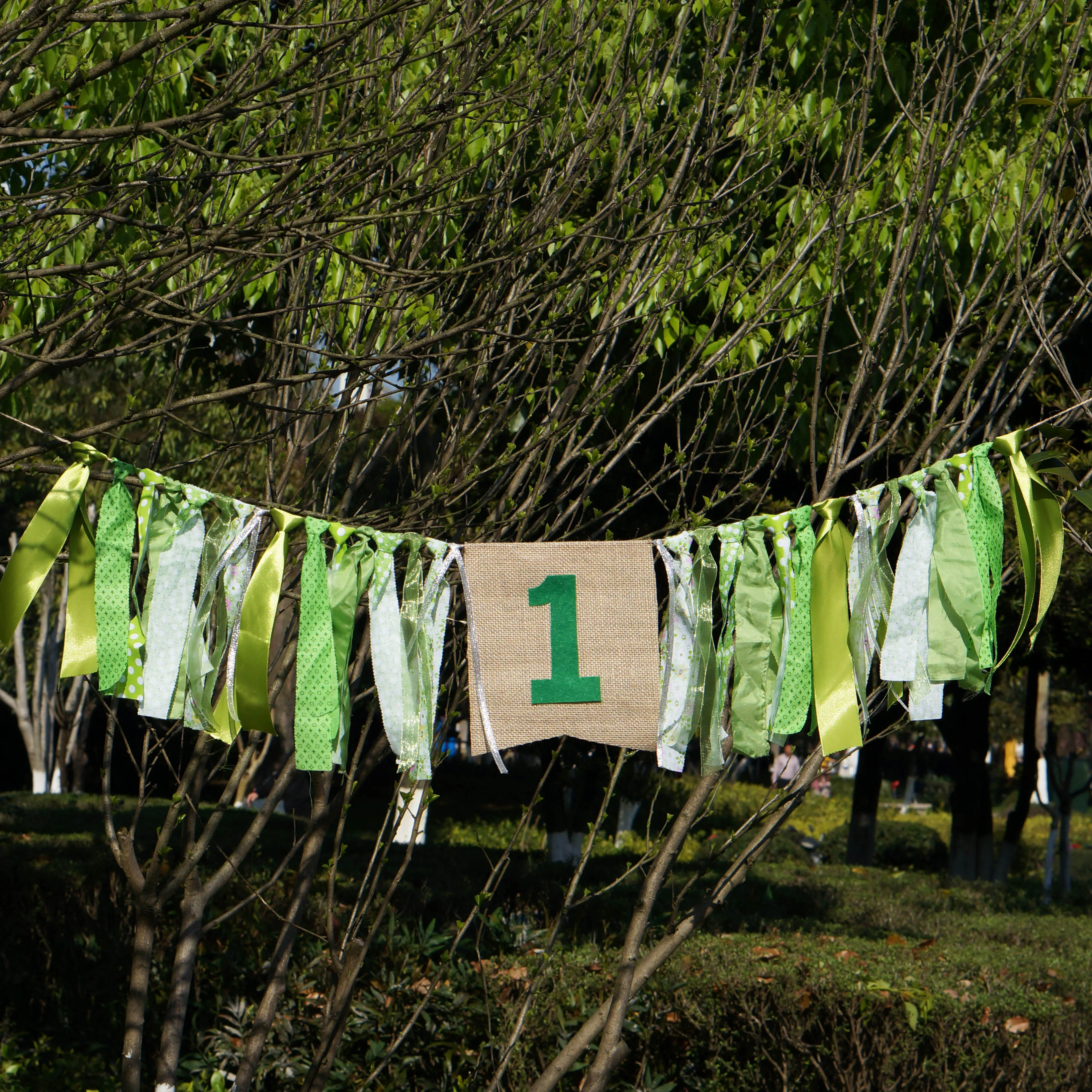 Зеленый Баннер на тему леса персонализированный флаг день рождения детский душ