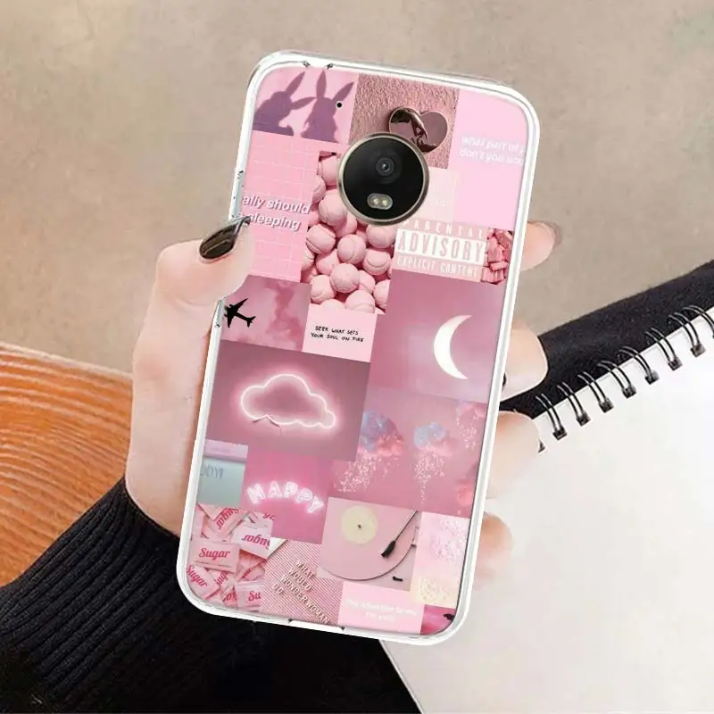 aesthetic collage cute abstract art soft cover soft phone case for motorola moto g7 g8 g9 g6 g30 e5 e6 power plus play one macro free global shipping