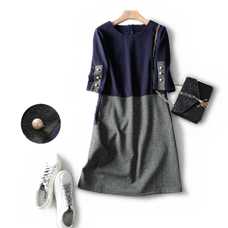 Новинка 2017 года осень зима темперамент элегантный Хаундстут сшивание Тонкий три