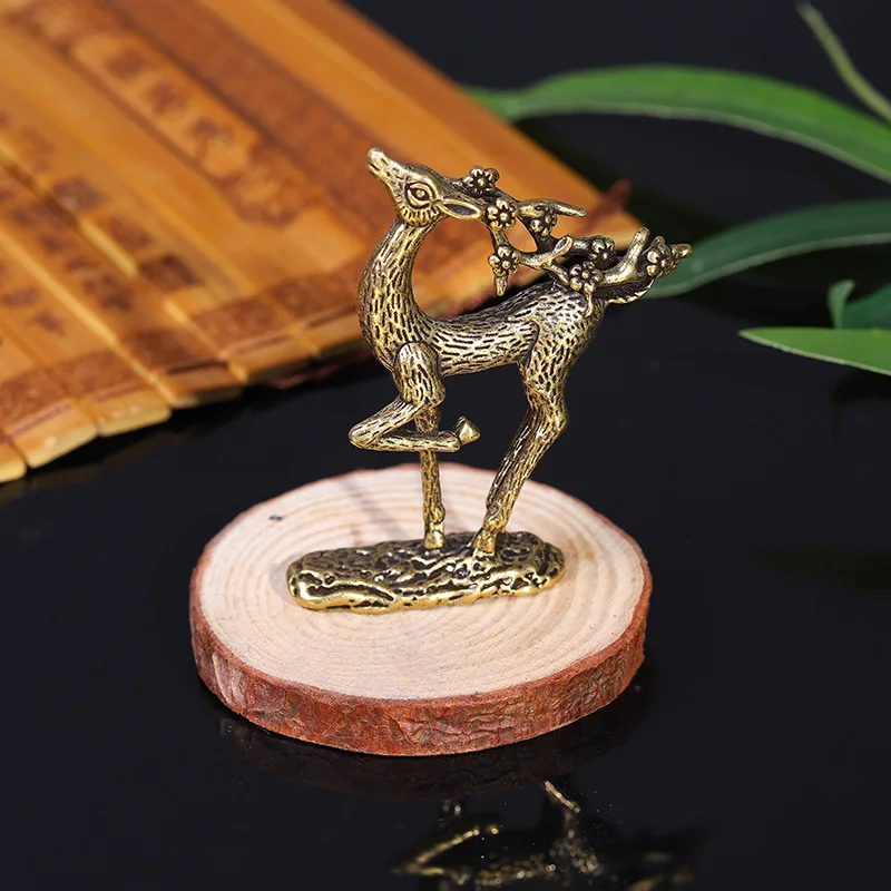 

Pure copper deer ornaments solid brass sika deer elk small ornaments make a fortune all the way, handicraft sculpture