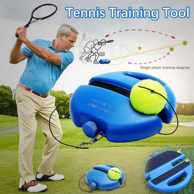 

Tennis Supplies Trainer Self-study Aids Baseboard Practice Tool With Elastic Rope Base Partner Single Player Sparring Device