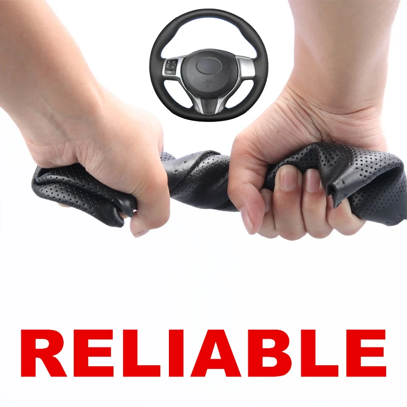 

Ручной работы черного цвета из искусственной кожи искусственная кожа крышки рулевого колеса для Toyota Yaris 2012 2013 2014 2015 2016 2017 2018