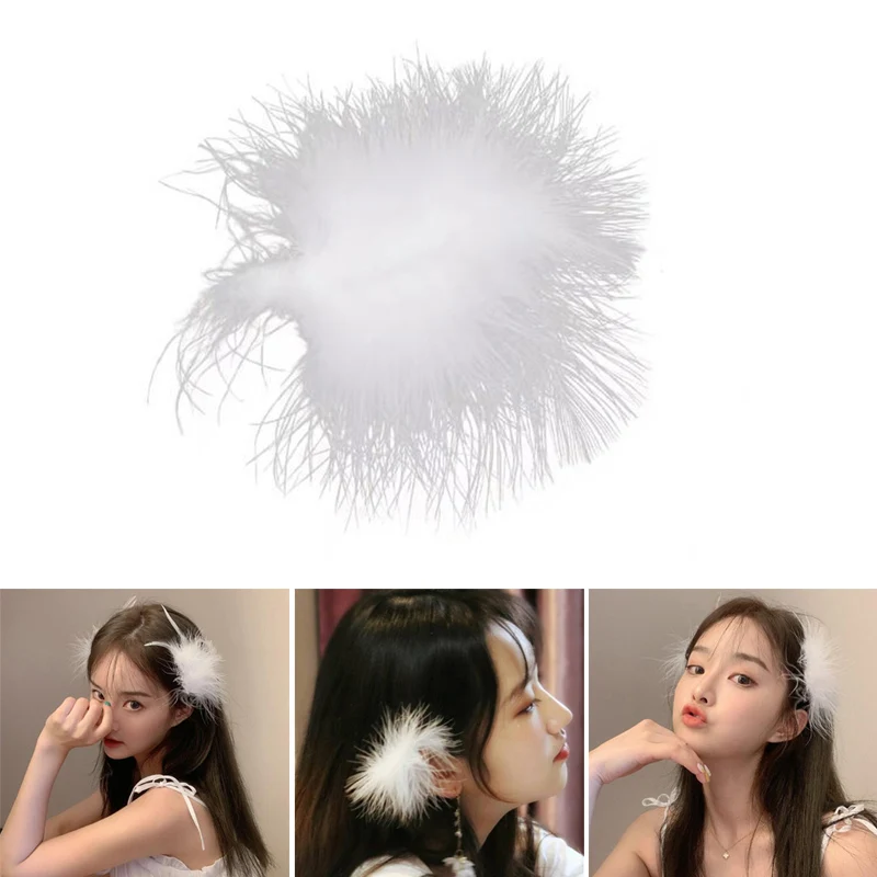 Feather Fluffy Hairpin Sweet White Hair Clip Headdress Headpiece Women Girl Bridesmaid Accessories LDO99 | Красота и здоровье