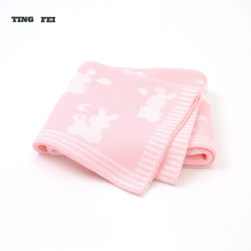 

Cartoon bunny Baby Blankets Soft Infant Swaddle Wrap Quilts Knitted Newborn Bebes Stroller Bedding Sleep Covers 100*80cm