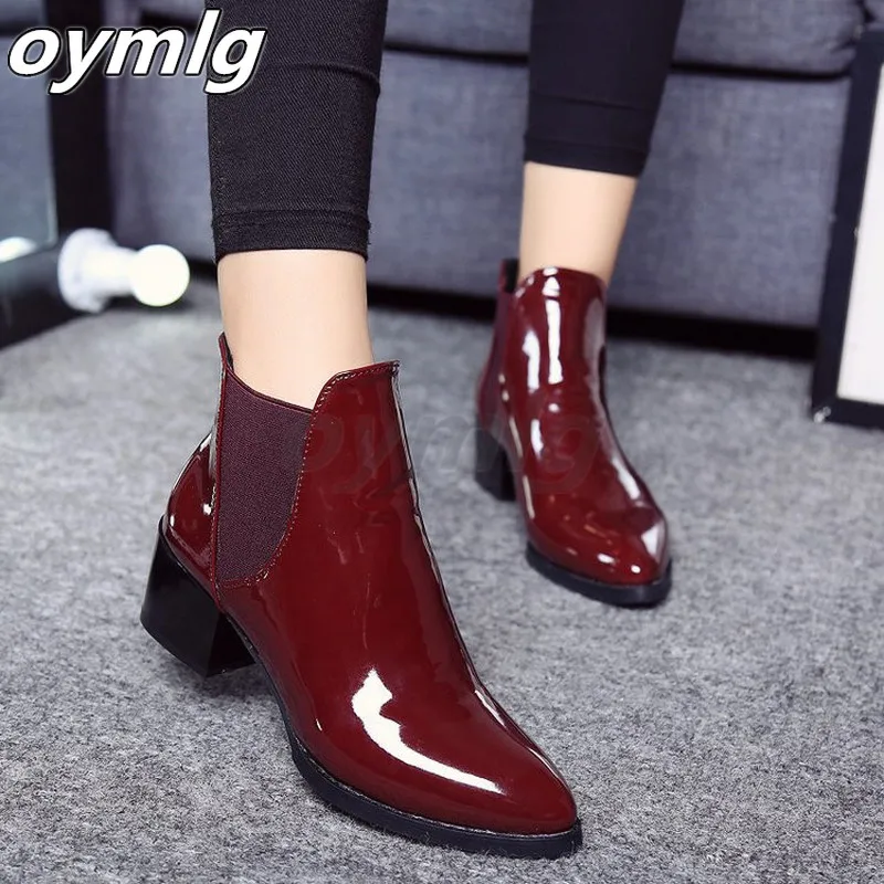 

Dwayne Autume Women Single Boots Square heel Martin Ankle Boots Womens Motorcycle Boots Pointed Toe boots zapatos de mujer sdc4