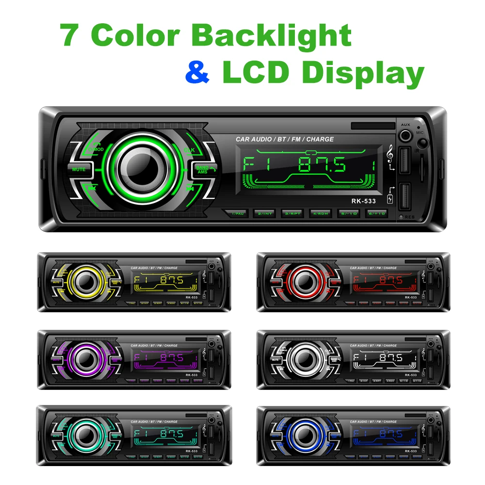 12 в 1 Din автомобильное радио RDS FM Авторадио Стерео indash Bluetooth MP3 плеер с двумя портами
