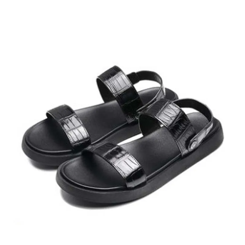

ouluoer summer new Thai crocodile skin men sandals leisure male shoes wear outside Male sandals tide