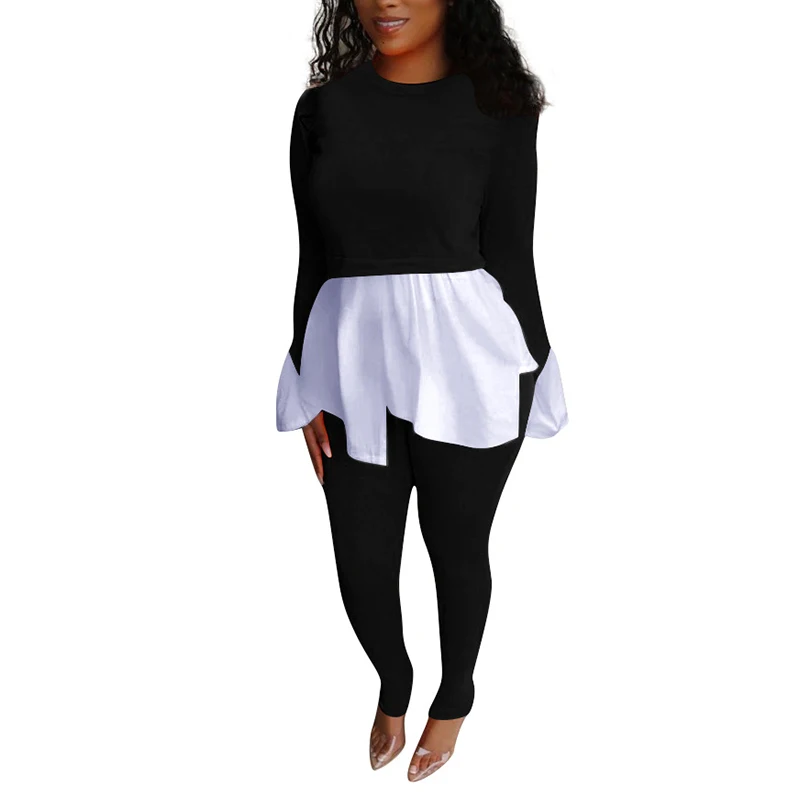 Женский Повседневный шифоновый костюм комплект из двух предметов Топ с длинным