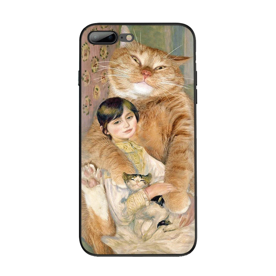 Чехол для iPhone 7 8 6 6s Plus 11 Pro XR X XS Max роскошный чехол известная картина Оранжевый кот