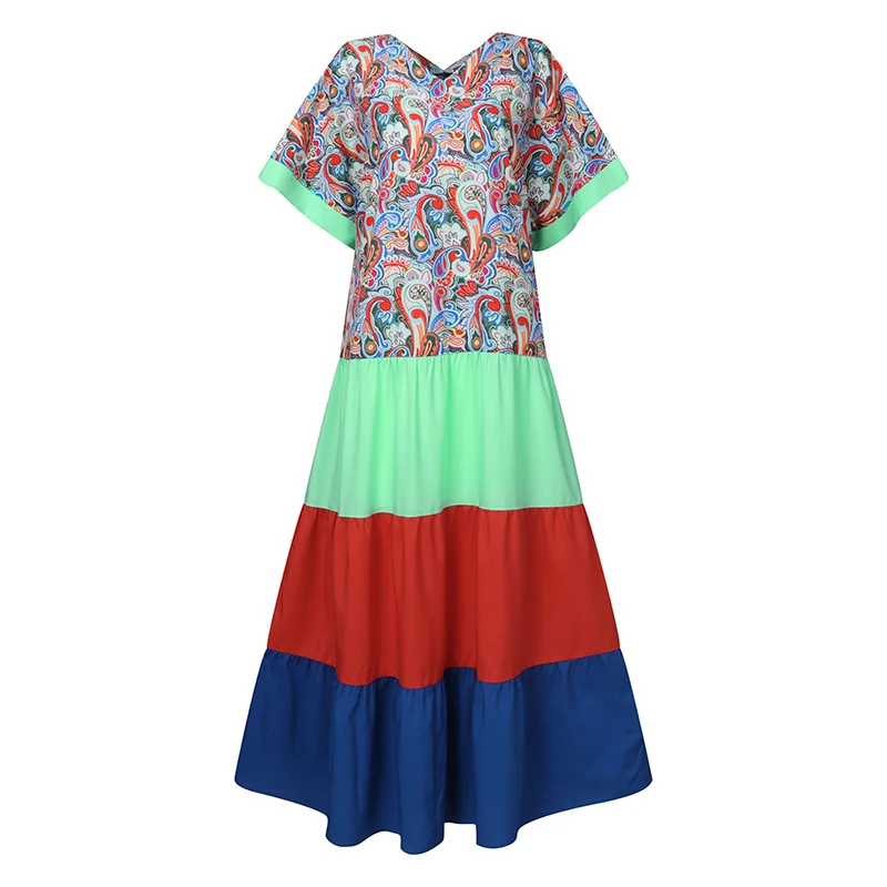 

ZANZEA Summer Vintage Floral Printed Maxi Long Dress Women Patchwork Sundress Robe Femme Dress Oversized Bohemian Beach Vestidos