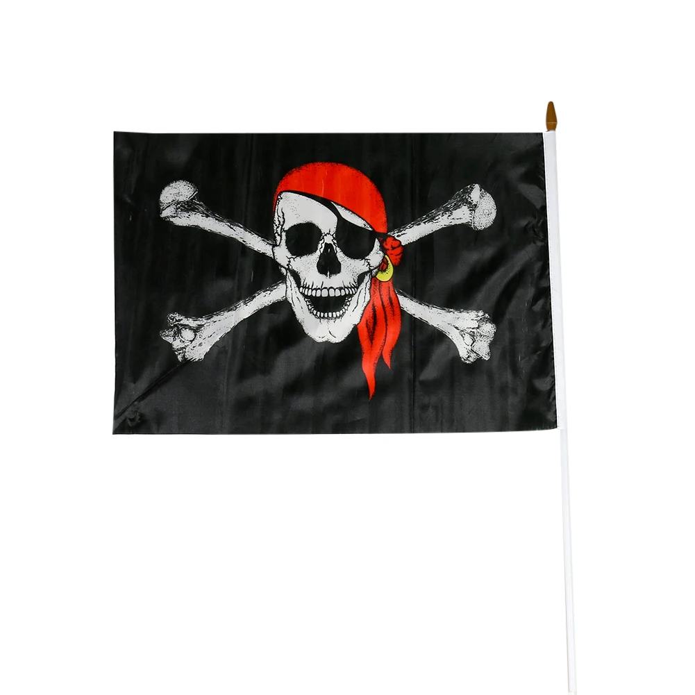 Halloween Scene Decoration Props Personalized Flags Oversized Hanging Bunting Red Bandana Pirate Skull with Flagpole | Дом и сад