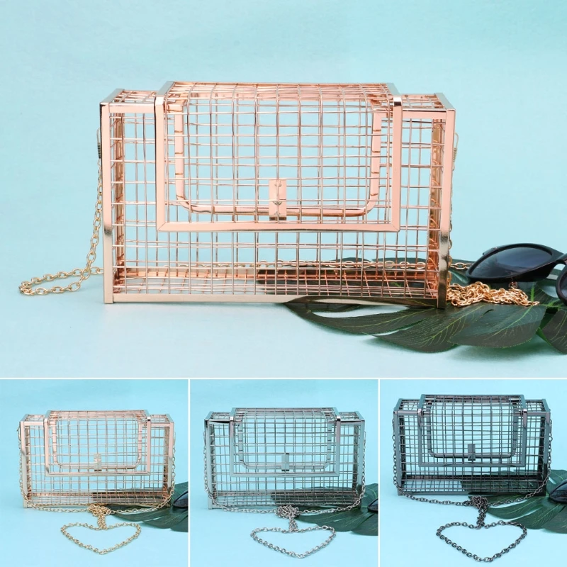 Металлическая ажурная Женская вечерняя сумка Наплечные сумки через плечо клатч