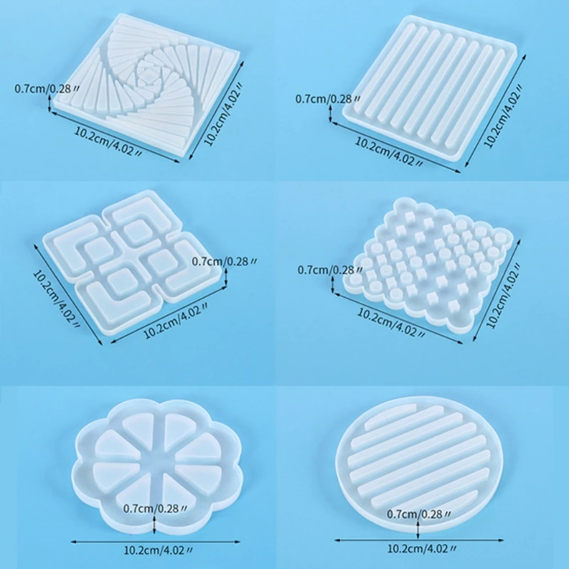 

6 Styles Handmade Coaster Silicone Resin Mold Tea Mat Tray Coaster Epoxy Resin Silicone Casting Molds Kit Crafts Tools