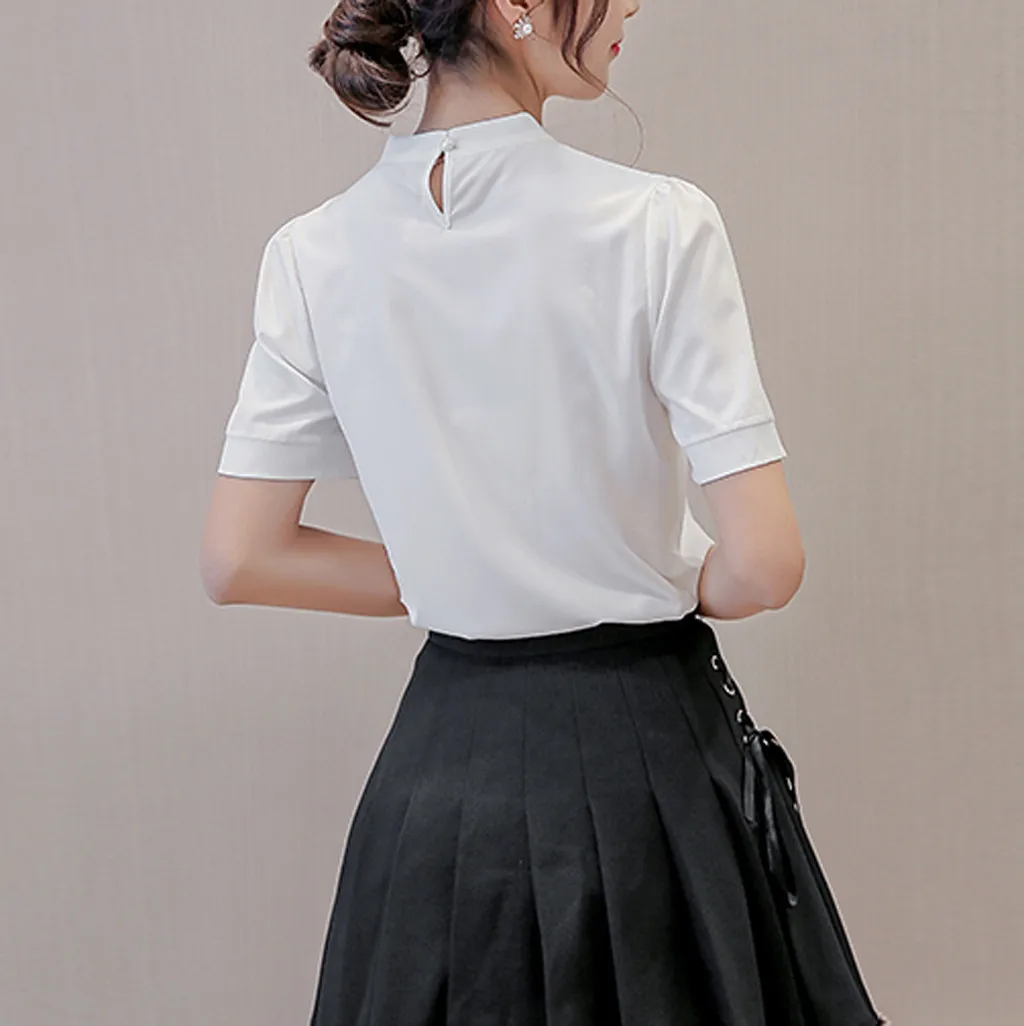 2019 модная новинка хит продаж женская рубашка летняя офисная однотонная с