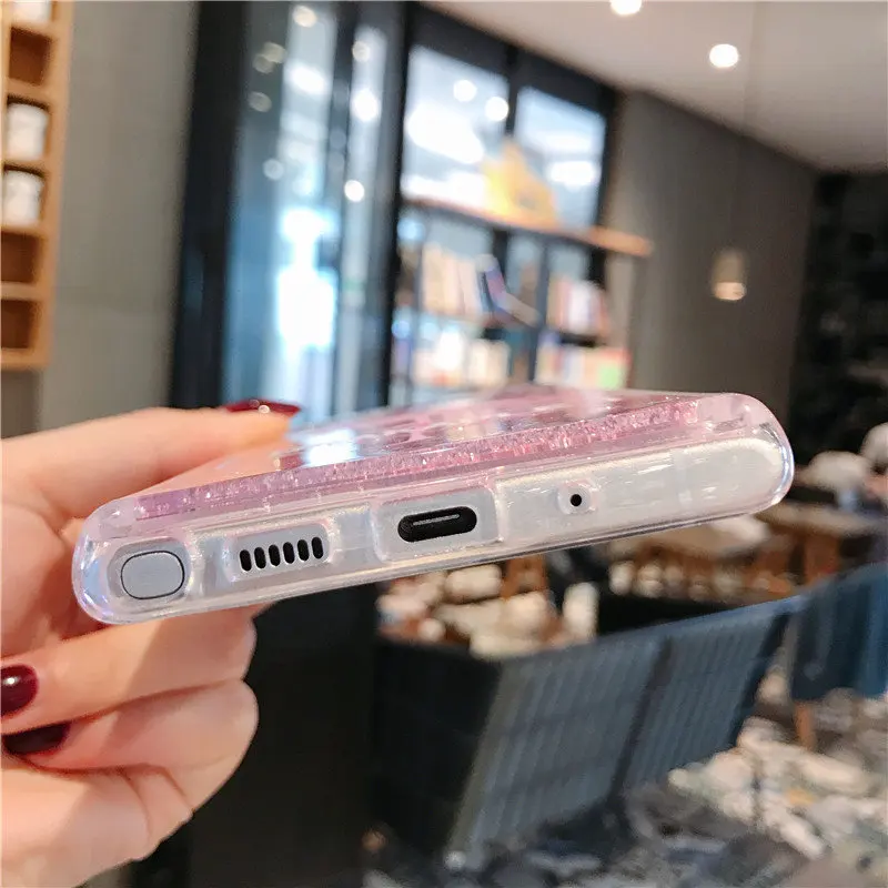 

Dynamic Quicksand Soft Case for Samsung A7 2018 A8+ J415F J6 Plus A10 A20S A30 A40 A50 A60 A70 Cases Peach Blossom Glitter Cover