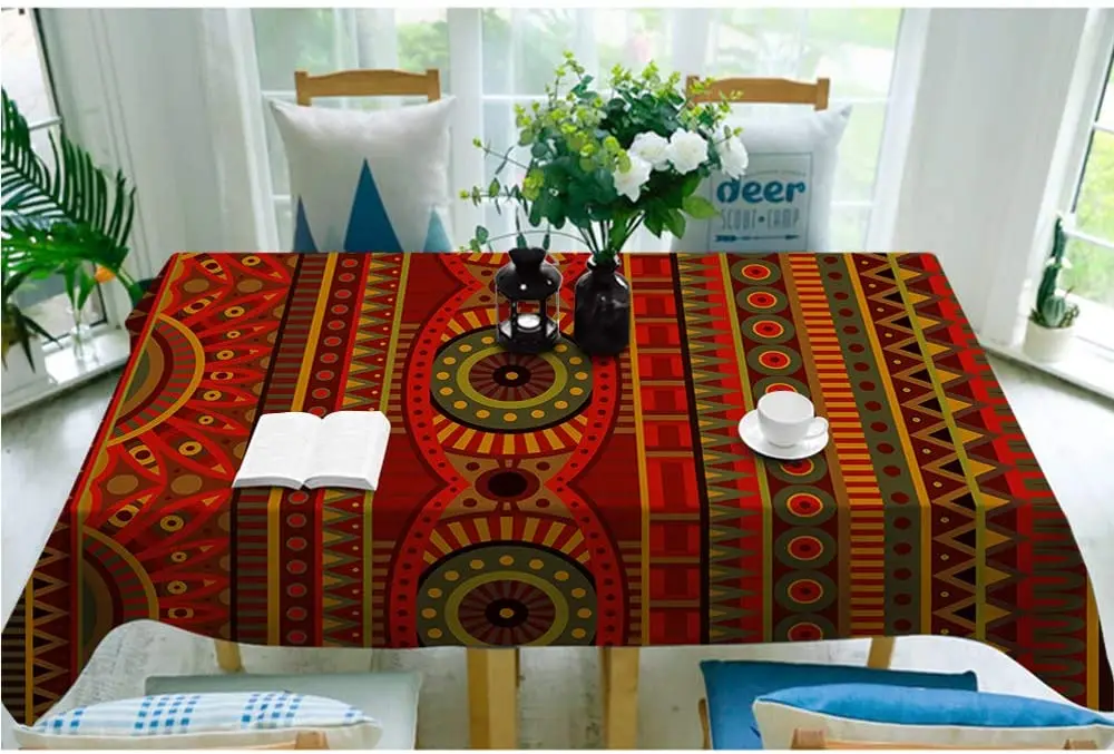 Tribal Pattern Abstract Ethnic African Stripe Culture Indian Rectangle Tablecloth | Table Cloth