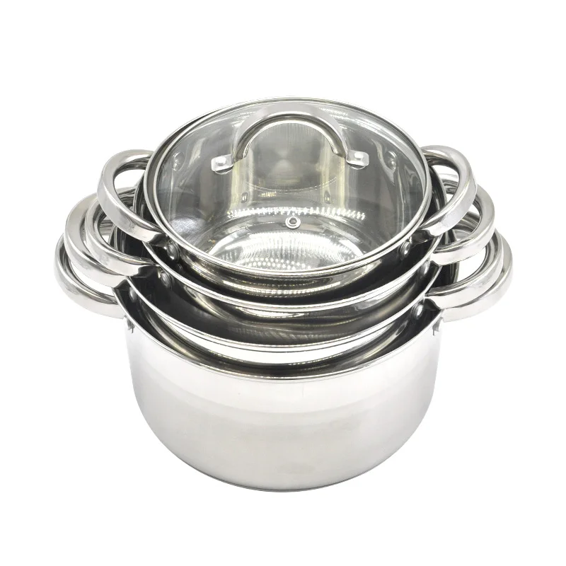 Кастрюля из нержавеющей стали с крышкой закаленного стекла 5 слойная Капсульная