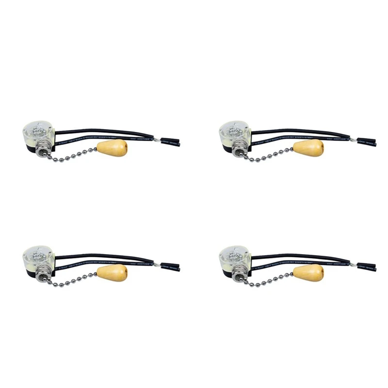 

4Pcs Universal Wall Light Pull Switch Home Ceiling Fan Lamp Pull Chain Cord Switch Set Replacement Tools 3A/250V 6A/125V