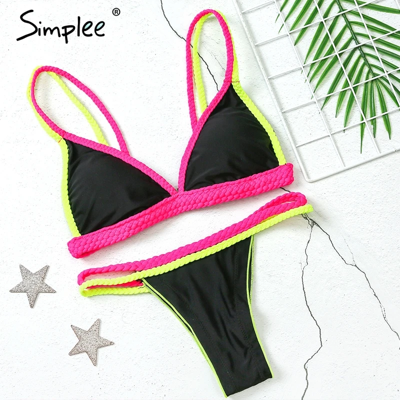 Simplee плетеный ремешок бикини женский микро 2019 купальник бандаж купальный костюм