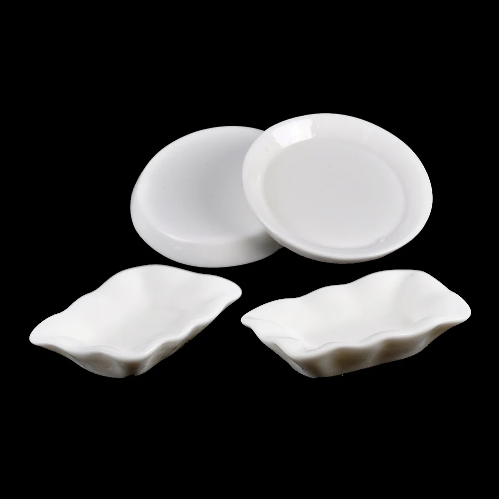 

10Pcs Trays Plates Doll Miniature Doll House Accessories Mini White Food Dishes Tableware Kitchen Toys Dollhouse
