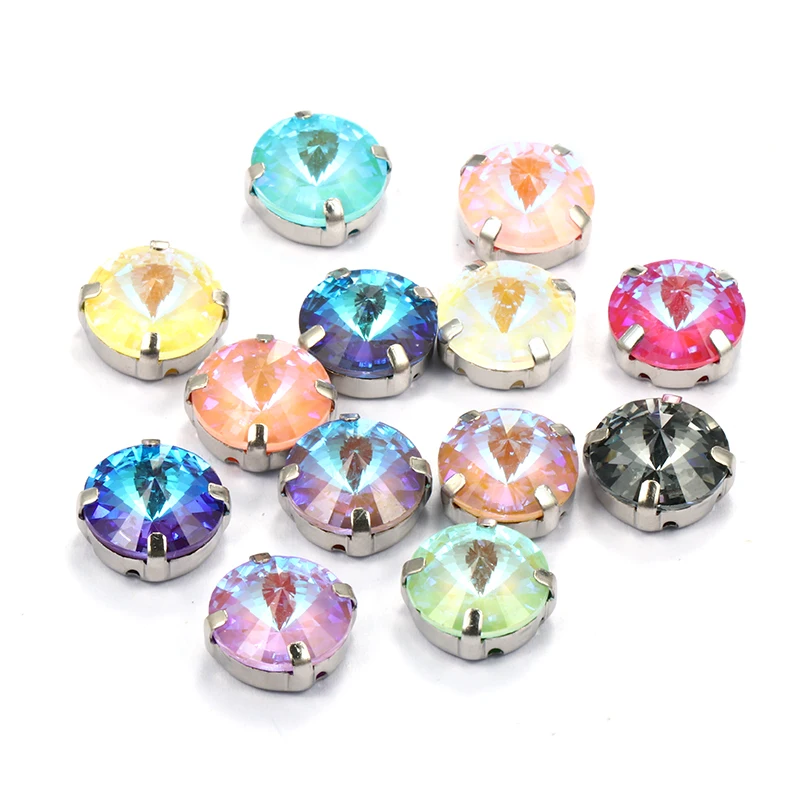 Круглая стеклянная Стразы MI серии мокко в форме риволи из хрусталя K9 с