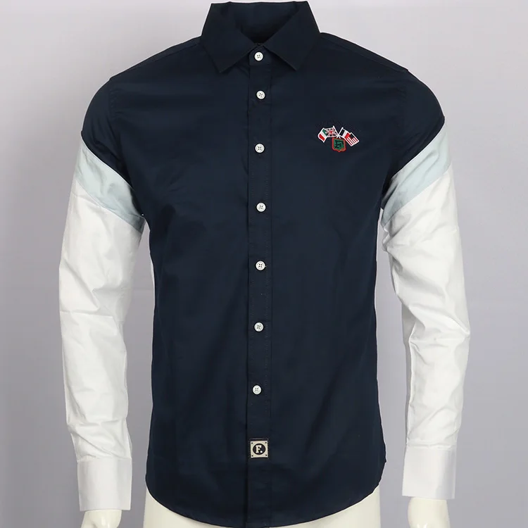 Рубашка с вышивкой camisa masculina мужские рубашки длинным рукавом хлопковые eden park